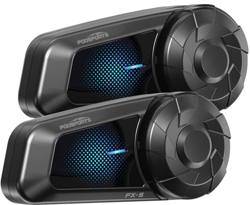 Fodsports FX-S Motorcycle Bluetooth Headset,2-Way Motorcycle Intercom,Bluetooth5.4 Motorbike Headset,Noise Cancellation Helmet Communication System,Stereo Music,Voice Assistant, Waterproof (2 pack)