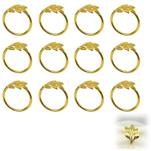 Anelli Portatovagliolo da Tavola in Metallo, 12 Pezzi Tovaglioli Fibbia, Oro Metallo Anelli di Tovagliolo,Ideali per Matrimoni, Natale, Riunioni di Famiglia e Altre Cerimonie