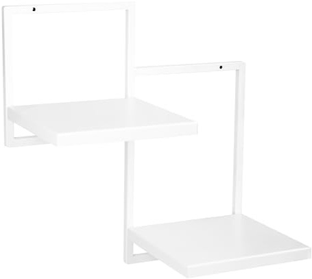 FRAMADO - Mensola a muro per piante Duo Ripiani 2 livelli - Bianco - 39x21x40cm - Mensola a muro in metallo - Supporto decorativo - Accessori per interni per il soggiorno