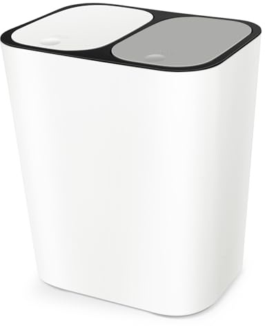 Alipis Bidone Immondizia Cucina Doppio Scomparto Per Spazzatura Contenitore Per Rifiuti Secchi e Umidi in Materiale Resistente Bidone Per Spazzatura Domestica