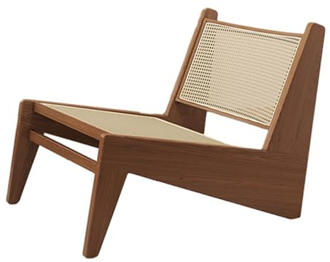 ZYFBD Mid-Century Moderner Rattan-Sessel, Armloses Design, geeignet für Wohnzimmer, Homeoffice, Gästezimmer, Balkon und Terrasse, Kirschholz