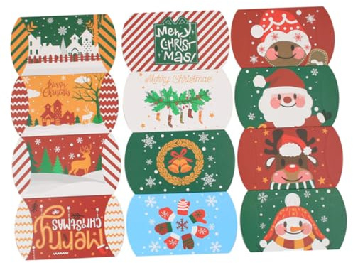 ORFOFE 12 Stück Weihnachtsgeschenkschachteln aus Papier Bäckereikartons für Süßigkeiten mit Verschiedenen Farben als Geschenkbox für Festival und Feiertage