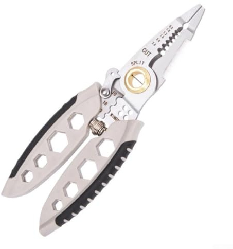 Pinza spelafili multiuso da 17,8 cm, pinza crimpatrice per elettricisti, con impugnatura ergonomica, per decorazione domestica, lavori di costruzione e progetti fai da te