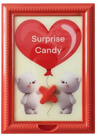 Buhygn Candy Dispenser Picture Frame, Decorative Snack Organizer, 30x21x3cm, Heart Shape Candy Holder, Acrylic Treat Dispenser, Eye-Catching Decoration, for Dessert, Party