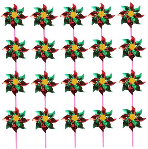 Moulinets à vent 20 pièces pour enfants, 6, 5 pouces de diamètre..Moulin à vent réfléchissant avec piquets, moulin pour effrayer les oiseaux, loin du jardin, Patio, pelouse, ferme, pour enfants