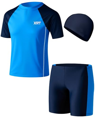 Cheerful Mario Bañador Niño 5 a 13 Años Conjuntos de Ropa de Baño UV Protección Camiseta de Surf y Pantalones Cortos de Baño