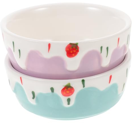 BCOATH Ciotola per Cibo in Ceramica per Porcellini D'india e Ricci, Design Profondo Anti-spruzzo e Antiribaltamento, Confezione da 2 Pezzi Motivo Delicato