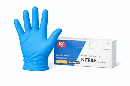 Guanti in nitrile blu monouso senza talco – confezione da 100 pezzi