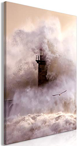 murando - Wandbilder XXL Leuchtturm 80x120 cm 1 tlg - Wand Deko Vlies Leinwand Bilder Groß Wanddeko Wohnzimmer Schlafzimmer Kunstdrucke - Meer Wasser c-C-0210-b-a