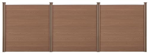 neu.holz WPC Gartenzaun mit Pfosten 183x531cm Braun Sichtschutz Windschutz Lamellenzaun Zaun