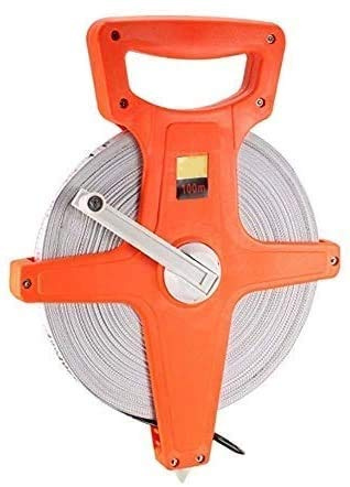 Yima Open Reel Fiberglass Tape Measure, 330 Feet/100 Meters, Orange, Inch/Metric Scale, Slide Lock