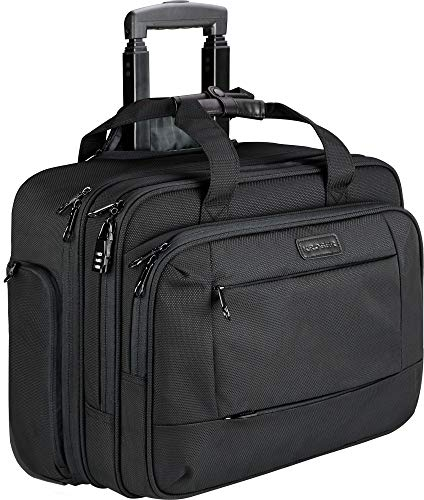 KROSER Trolley Business Rolling Laptop Case mit Rädern Bis zu 17,3 Zoll Laptop wasserdichte Übernacht-Rolltasche mit RFID-Taschen für Reisen/Schule/Männer/Frauen-Schwarz MEHRWEG
