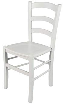 t m c s Tommychairs - Stuhl Venezia für Küche und Esszimmer, Robuste Struktur aus lackiertem Buchenholz im Farbton Weiss (deckend) und Sitzfläche aus Holz