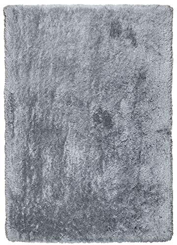 Theko | Flokati Microfaser Teppich FLOKATO | Shaggy Hochflorteppich | handgetuftet | Farbe: Grau | 60x90 cm
