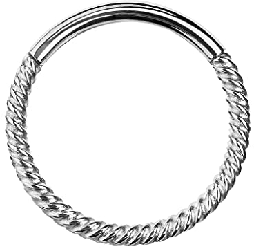 Piercingfaktor Clicker Scharnier Ring geflochten Nasen Piercing Septum Tragus Helix Nase Nasenring Nasenpiercing Ohr Knorpel Segment Klicker Silber 1,2mm x 8mm