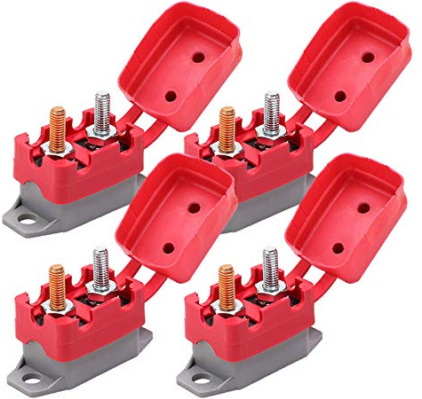 Ampper DC 12V - 24V Sicherungsautomat mit Abdeckbolzen für Kfz und mehr (50A, 4 St.)