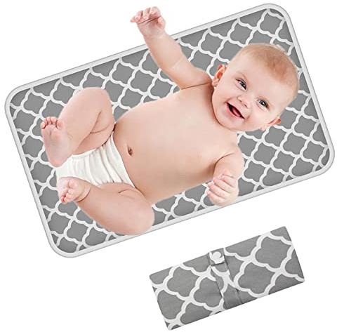 KAMHBE Portable Changing Mat Baby Foldable Travel Changing Mat Waterproof Infant Urinal Pad 60cm x 35cm for Travel Home Outside - KAMHBE (Grey)