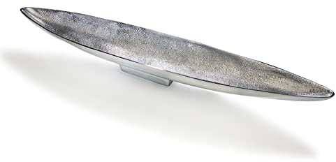 Kobolo Dekoschale Dekoteller Schiffchenform schmal - aus Metall - Silber - 80cm