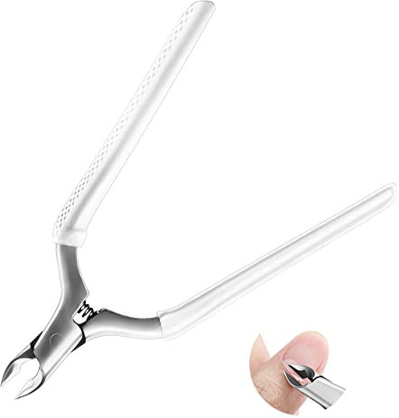 CGBE Coupe Cuticule, Pince à Cuticules Professionnelle, Ciseaux Cuticules Tranchants en Acier Inoxydable avec Silicone Poignée pour Manucure et Pédicure
