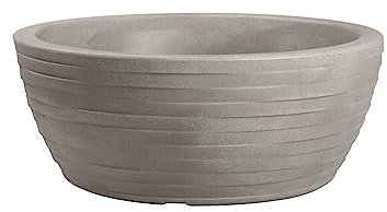 NICOLI VASO A CIOTOLA THETIS ELEGANCE, EFFETTO 3D COSTOLATO, IN RESINA, DIAMETRO CM 30 CM 40, PER INTERNO ESTERNO (Ø CM 30, CENERE)
