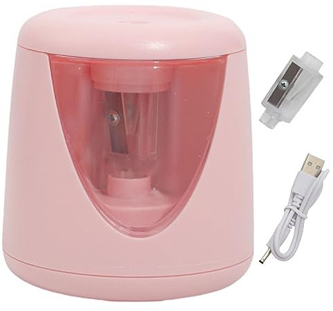 Pencil Sharpener for 6-8mm Pencils Electric with Large Shavings Bin USB Rechargeable Portable Automatic Ideal Students School Stationery Includes Pink B