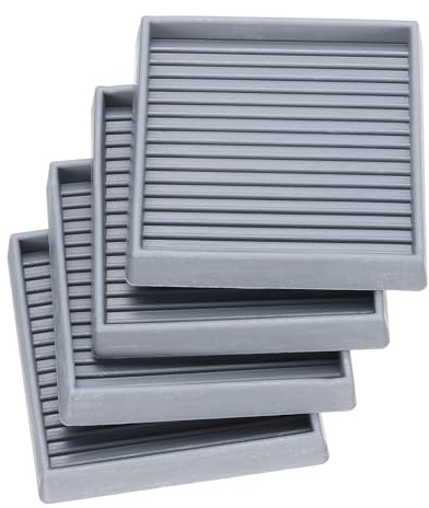 sourcing map Furniture Pads, 4Pcs 3'' x 3'' - Square Rubber Chair Leg Floor Protectors, Non-slip Caster Cup with Anti-slip Strips for Hardwood Floors (Grey)
