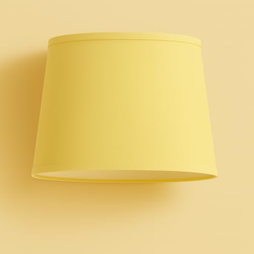 30 cm Lampenschirm, Baumwollstoff mit weißer PVC-Rückseite, handgefertigtes Produkt, für Tischlampe, Stehlampe (Gelb)
