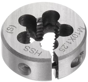 QUARKZMAN Runde Schneideisen Metrisches M10 x 1,25 Gewinde HSS | Schneideisen Reparaturwerkzeug, Hochgeschwindigkeitsstahl, Rechtsgewinde, verstellbares