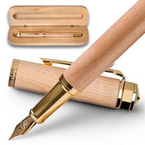 Ellington Pens Luxury Wood Fountain Pen Set- Fountain Pens for Writing - Smooth Nib - Includes Refillable Ink Converter, 6 Ink Cartridges Refill, Gift Box - Elegant Calligraphy