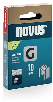 NOVUS TOOLS Flachdrahtklammern 10 mm für Hammertacker, 600 Tacker-Klammern vom Typ 11/10, Schiebeschachtel, Heftmittel für Folien und Pappe