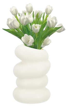 PATIKIL Fiori Vasi Creativi Eleganti Fiori Vasi per Bouquet Infrangibile Plastica Fiori Vaso Decorativo per Casa Soggiorno Stanza Centrotavola Ufficio Matrimonio Festa Bianco