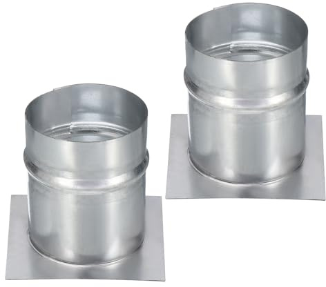 PATIKIL 3 Duct Connector Flange, 2pcs Galvanized Air Ducting Mounting Plate Dryer Vent Chimney Top Plate Square to Round for Heating Cooling Ventilation HVAC Exhaust Fan Systems, 4x4