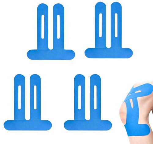 IKOPFLN Lot de 4 bandes de kinésiologie bleues prédécoupées, tape kinesiologie, Bande kinesiologie, pour la protection des genoux pendant le sport