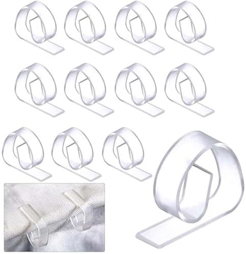BQRKOTM 12 Stück Kunststoff Tischdeckenklammern, Transparent Tischdecken Halterung Clips, Tischklammern, Tischtuch Clips für Weihnachten, Hochzeitsfeier, Innen und Draußen, Camping