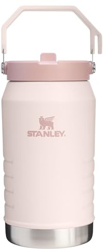STANLEY IceFlow 2.0 - Jarra con popote abatible con asa 1,89 litros | Tapa de rosca y popote abatible | A prueba de fugas para viajes y deportes | Acero inoxidable aislado | Libre de BPA | Cuarzo rosa