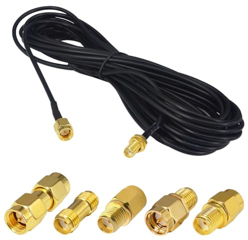 YILIANDUO SMA Verlängerungskabel Stecker zu Buchse 5M für 5G/4G Router | SMA WLAN Antennenkabel + 5 SMA KoaxialAdapter für 4G LTE, 5G Modem, Amateurfunk, ADS-B, SDR, FPV Antennen, Huawei Router