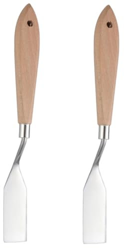 DIYEAH 2stücke Teiliges Ölgemälde-spachtel Holzgriff Rostfreier Edelstahl Glatte Kanten Vielseitig Als Farbmischwerkzeug Für Professionelle Künstler Kunststudenten Und Hobby-maler