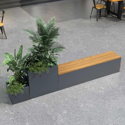 Banc avec jardinière, Lit de jardin surélevé en acier inoxydable, avec banc, assemblage de bricolage, boîtes de jardinières résistantes aux intempéries for fleurs, fruits et légumes Banc de jardin(L24
