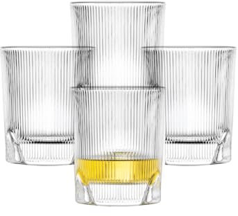 SCHOTT ZWIESEL Vaso de whisky Fave (juego de 4), vaso moderno para whisky con borde estriado y recortes, vasos de cristal aptos para lavavajillas (art. nº. 124303)