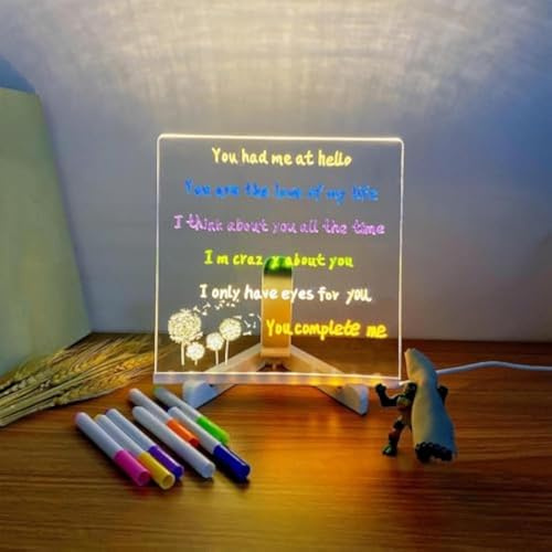 Tafel, Magicboard, Wo Kreativität Aufleuchtet, Leuchtende Acryl-Nachrichtentafel, DIY-löschbare Leuchtende Schreibtafel Mit Ständer Und 7 Markern(5.9 * 5.9in)