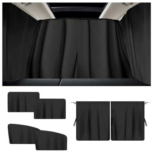 5 unidades de protección solar para ventana de coche, cortina de privacidad extraíble para coche, divisor interior de coche, para SUV y vehículos generales (negro)