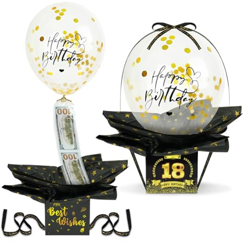OFFCUP Scatola Regalo Soldi a Sorpresa con Palloncino Confezione Regalo Soldi Creativa Explosion Box Scatola Sorpresa Scatola Porta Soldi per Regalo per Compleanno Matrimonio Battesimo