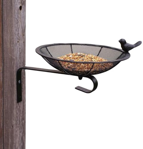 Wand-Vogeltablett – Metallgitter-Futterstation für Spatzen, Rotkehlchen, Wellensittiche, Esszimmer, robuster Stahl mit offenem Design, Vogelfutterstation für Zaun, Baum, Garten, Balkon