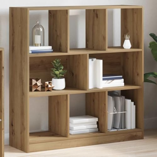 Owoxanthellate Bücherregal Artisan-Eiche 97,5 x 29,5 x 100 cm Massiver Holzwerkstoff mit 8 Fächern Modernes Standregal mit Langlebiger Stabilität für Living Room Home Office und Flur
