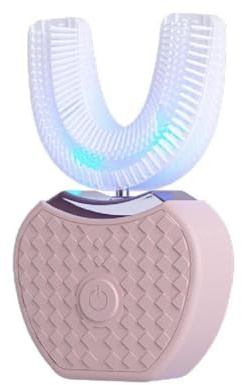 Brosse à Dents Électrique Ultrasonique Type U 360°, Silicone Alimentaire, Rechargeable USB, 4 Modes avec Blanchiment Lumière Bleue et Massage, IPX7, Adulte et Adolescent