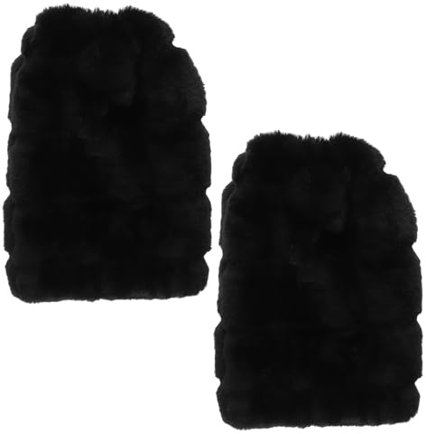 Holibanna Manguitos Largos de Piel Sintética para Mujer Calentadores Peludos Negros de 30 CM Puños para Botas Cálidos y Suaves Ideales para Invierno y Fiestas de Disfraces