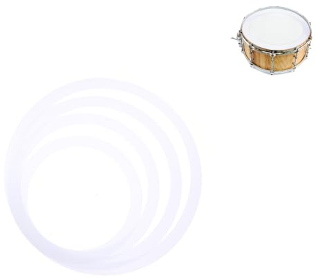 Schlagzeug Dämpfungsring 4 Stück für Snare Drum Weiß | PC Film, Leicht Tragbar und Einfach zu Montieren, Formstabil, Zubehör für Schlagzeugteile im Alltag