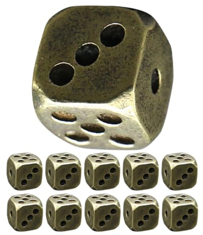HEALSOPTHY 12 Dadi in Ottone con Angoli Arrotondati Stile Vintage per Giochi da Tavolo, Set da 12 Pezzi per Riunioni di Famiglia e Regali Originali