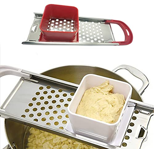 Fdit Stainless Steel Spaetzle Maker, Blades for Quick Dumpling Cutting, with Sliding for Pasta Rice Potatoes Substitute, Kitchen Cooking Tool (Red)