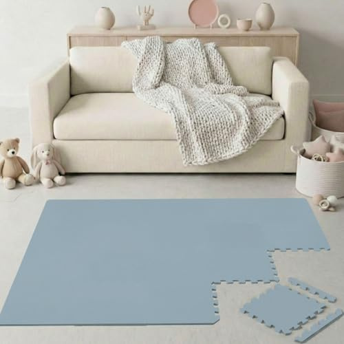 LittleTom 18 stycken pusselmatta för barn - TÜV-certifierad - EVA-plattor med kanter 30 x 30 cm - mjukt, halkfritt golv - pusselyta för barnrum och lek på marken